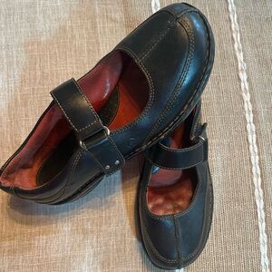 Born Black Leather Mary Jane Flats with Red Interior